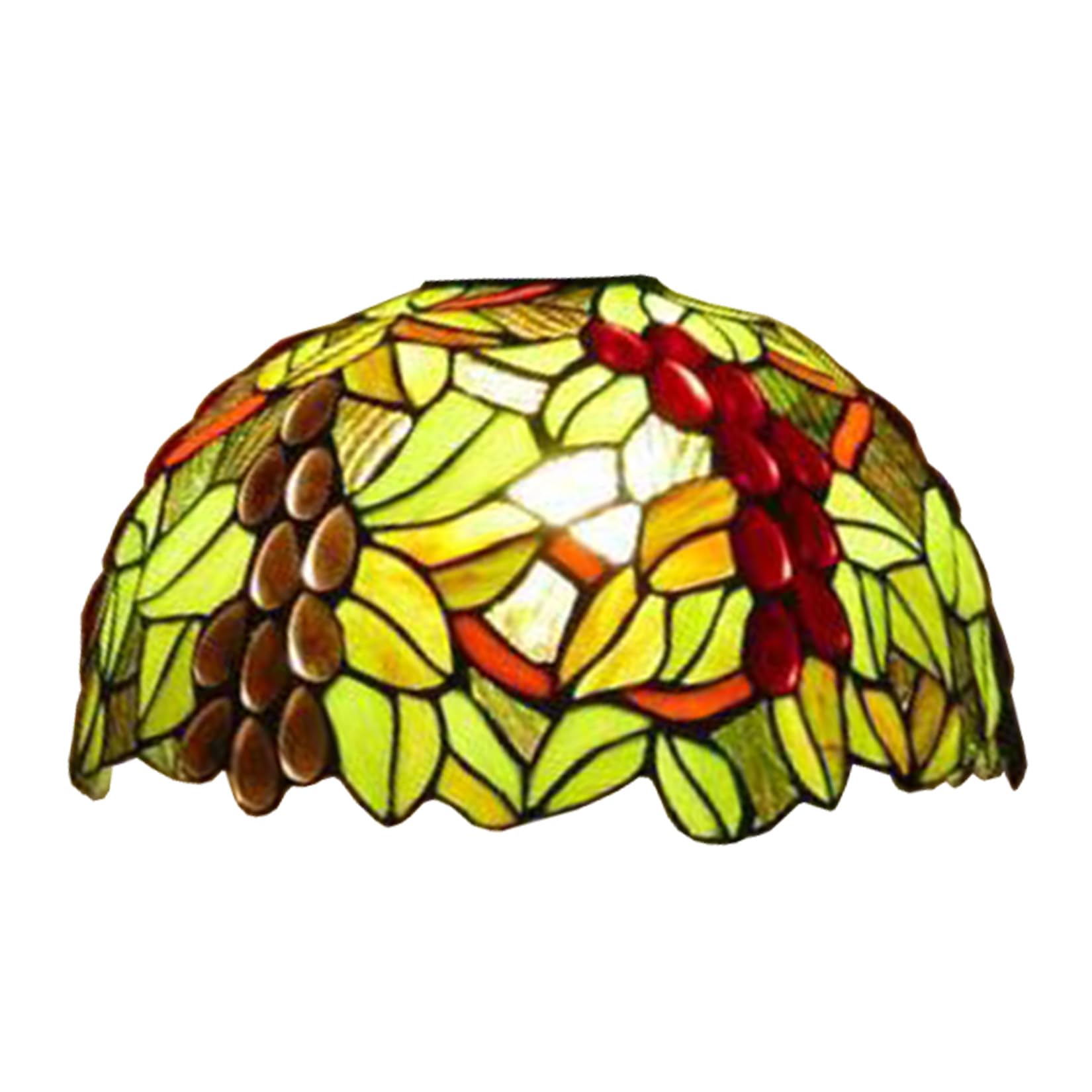 SaryEdge 12" Grape Lamp Shade Replacement Only Tiffany Stained Glass Lamp Chimney, Traditional Handmade Flower Green Leaf Crystal Beads Cover Accessories for Arched Floor Lamp Torchier，Green