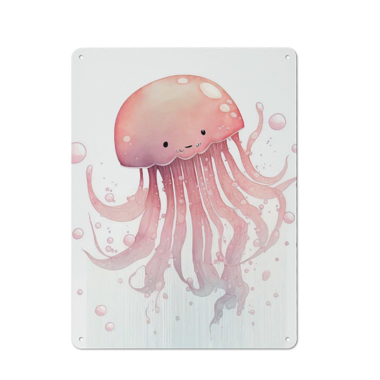 Junmoney Jellyfish Cute Tin Wall Plaque 40X30cm With For Garage Or Workshop, For An Autumn Wall Display In Garage And Workshop