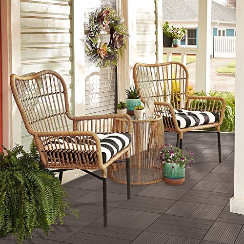 Goovilla Wood Plastic Composite Interlocking Patio Deck Tiles 9 Pack (9 Sq. Ft), 12"X12" Waterproof Indoor Outdoor Flooring All Weather Use, Balcony Floor Covering Tile, Decking Tiles, Dark Brown #TOP1