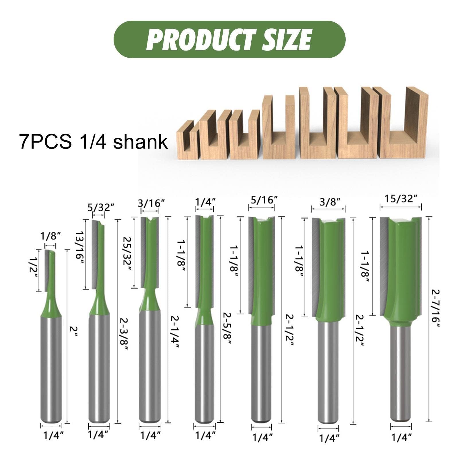 7 stuks houtfrees, schacht, rechte frees, 6 mm schacht groeffrees hout