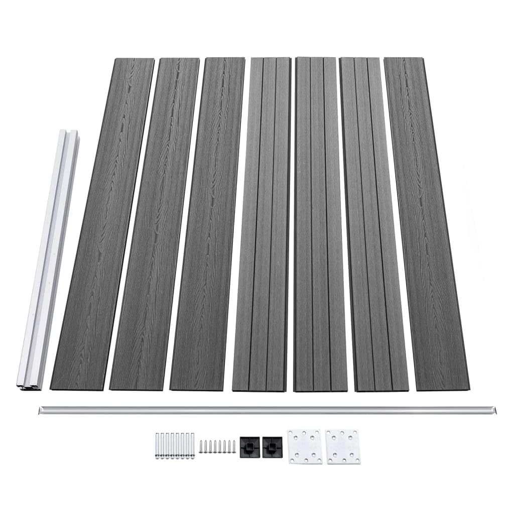 Zaunelement Set WPC Gartenzaun Sichtschutzzaun Lamellenzaun Windschutz Zaun Windschutzzaun Terrasse Stecksystem Lärmschutz 353x146 cm Grau