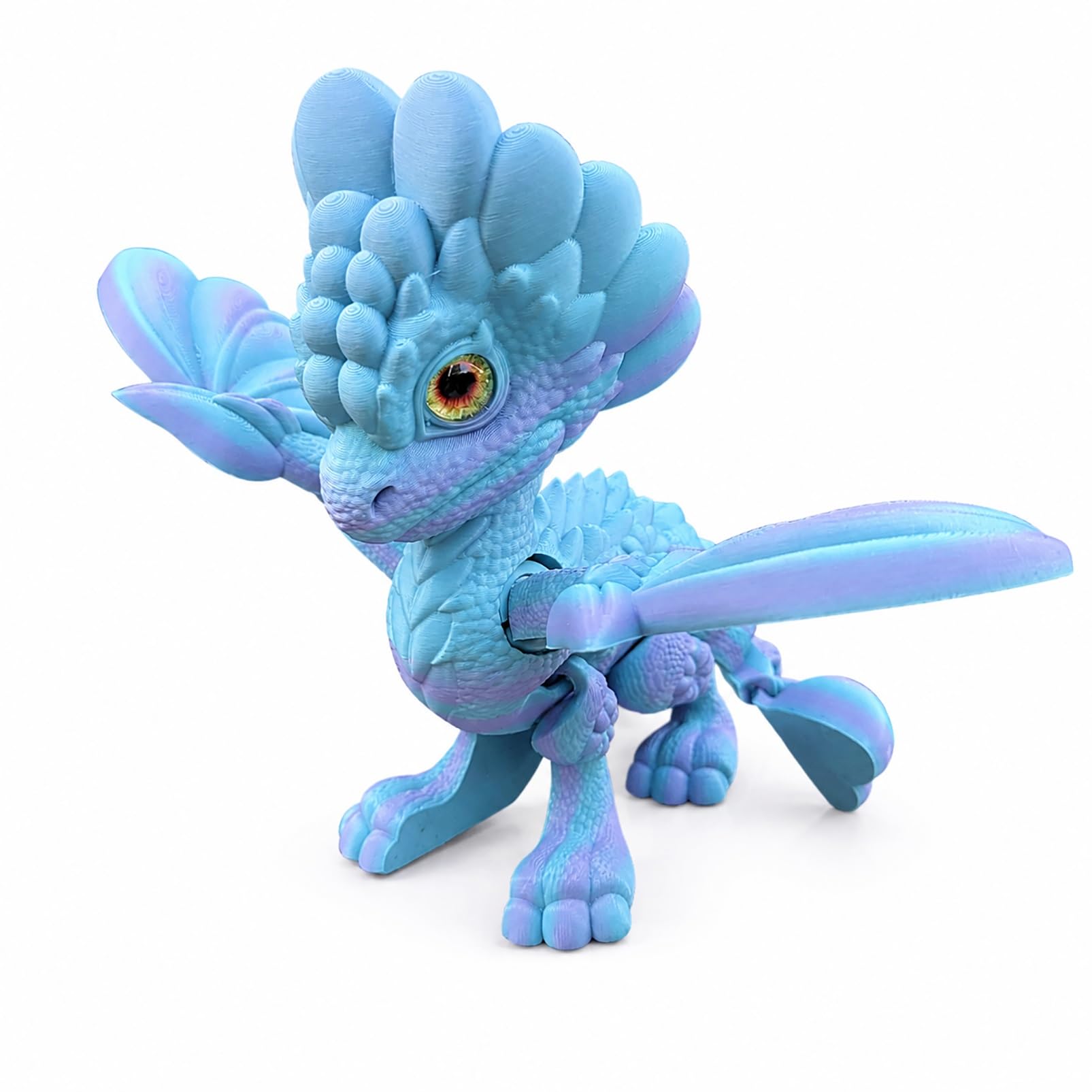 CASOME 3D Printed Articulated Winged Dragon Figurine, Movable Fantasy Dragon Decor With Realistic Eyes, Poseable Display Ornament For Desk, Shelf & Collection(J)