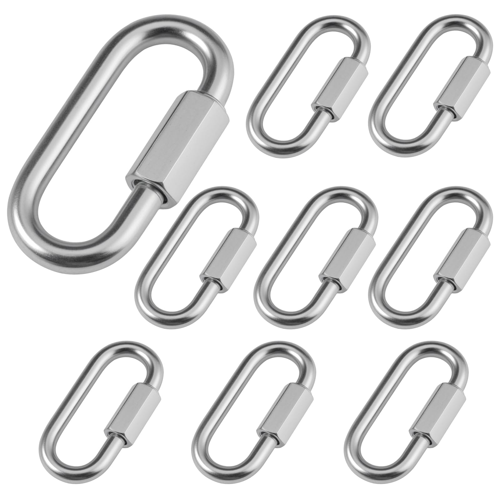 8 Pièces Maillon Rapide Mousqueton à Vis Manille INOX φ6 mm | Capacité de Charge 2000 Kg, Mousquetons en Acier Inoxydable Rapide Fixation pour Extérieur, Camping Tentes, Randonnée