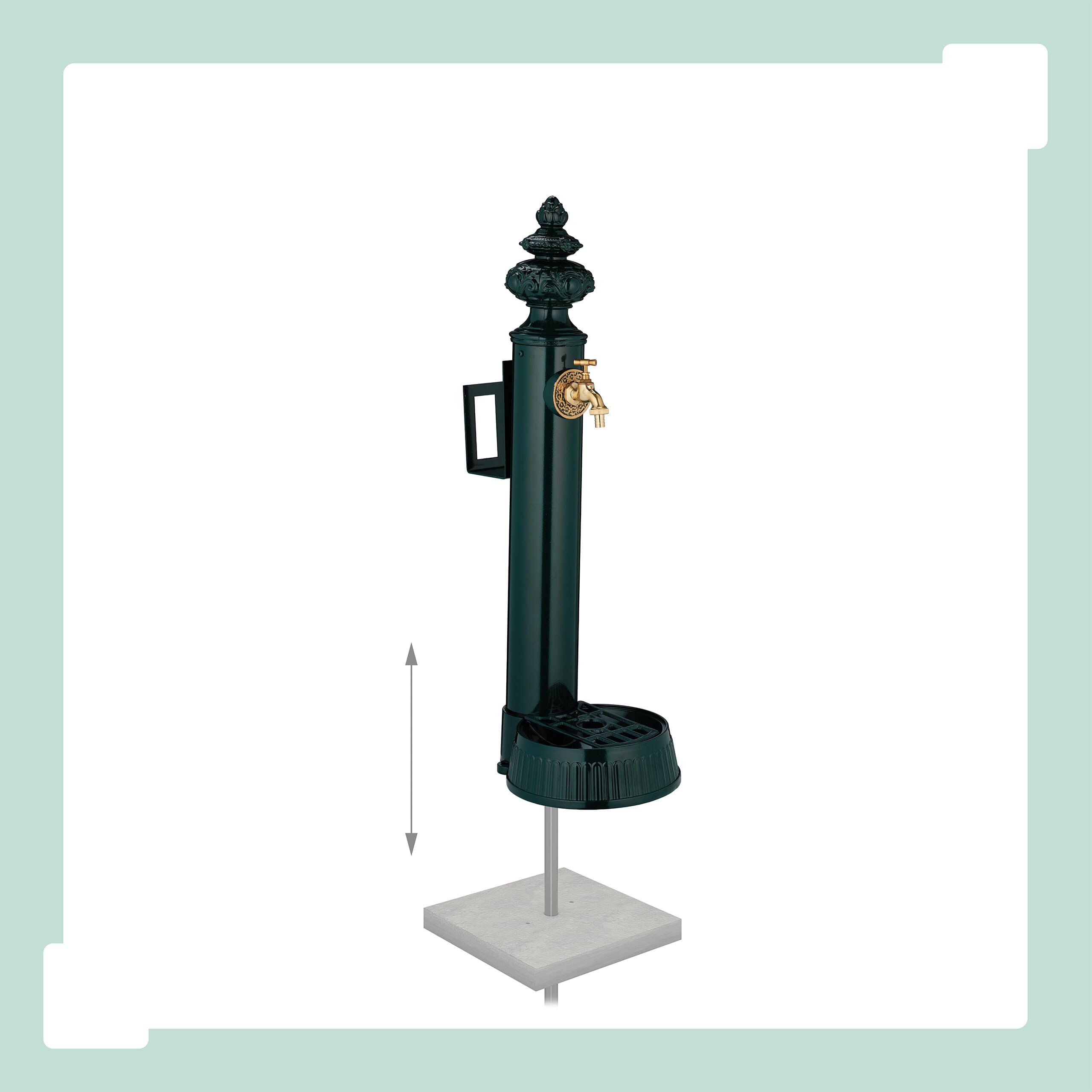 Relaxdays Fontaine extérieur pour Le Jardin ou la terrasse, Robinet, bac, Support pour Tuyau, HLP 87x26x43 cm, Vert