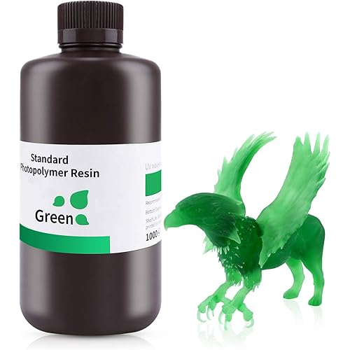 ELEGOO Standard Photopolymer Resin LCD UV-Curing Resin 405nm 3D Printer Resin for Mars Saturn Jupiter MSLA DLP LCD 3D Printing Clear Green 1000g