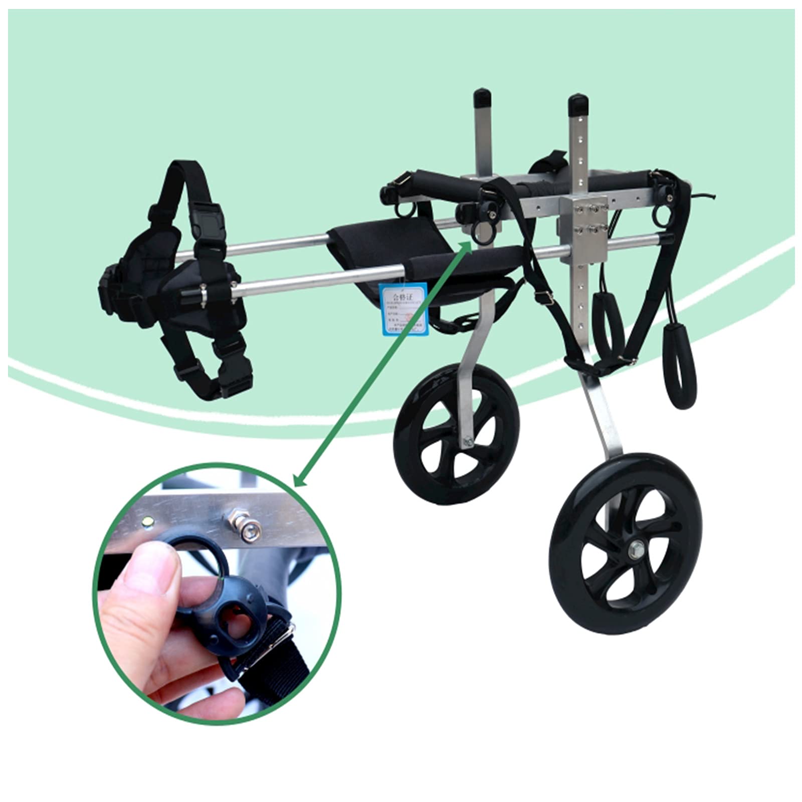Yinian 2 Ruote Sedia a Rotelle per Cane Carrello per Disabili Scooter per Animali Domestici Carrello per Cani Disabili con Ruote per Riabilitazione di Gambe di Animali Disabili(Size:XL（20-30kg）)