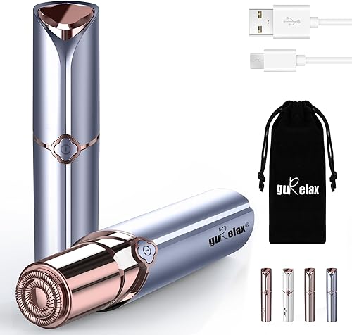 Miniatura 14 de Gurelax Depiladora de depilación para mujeres, depiladora facial recargable, depiladora y afeitadora eléctrica 2 en 1, cabeza chapada en oro de 18