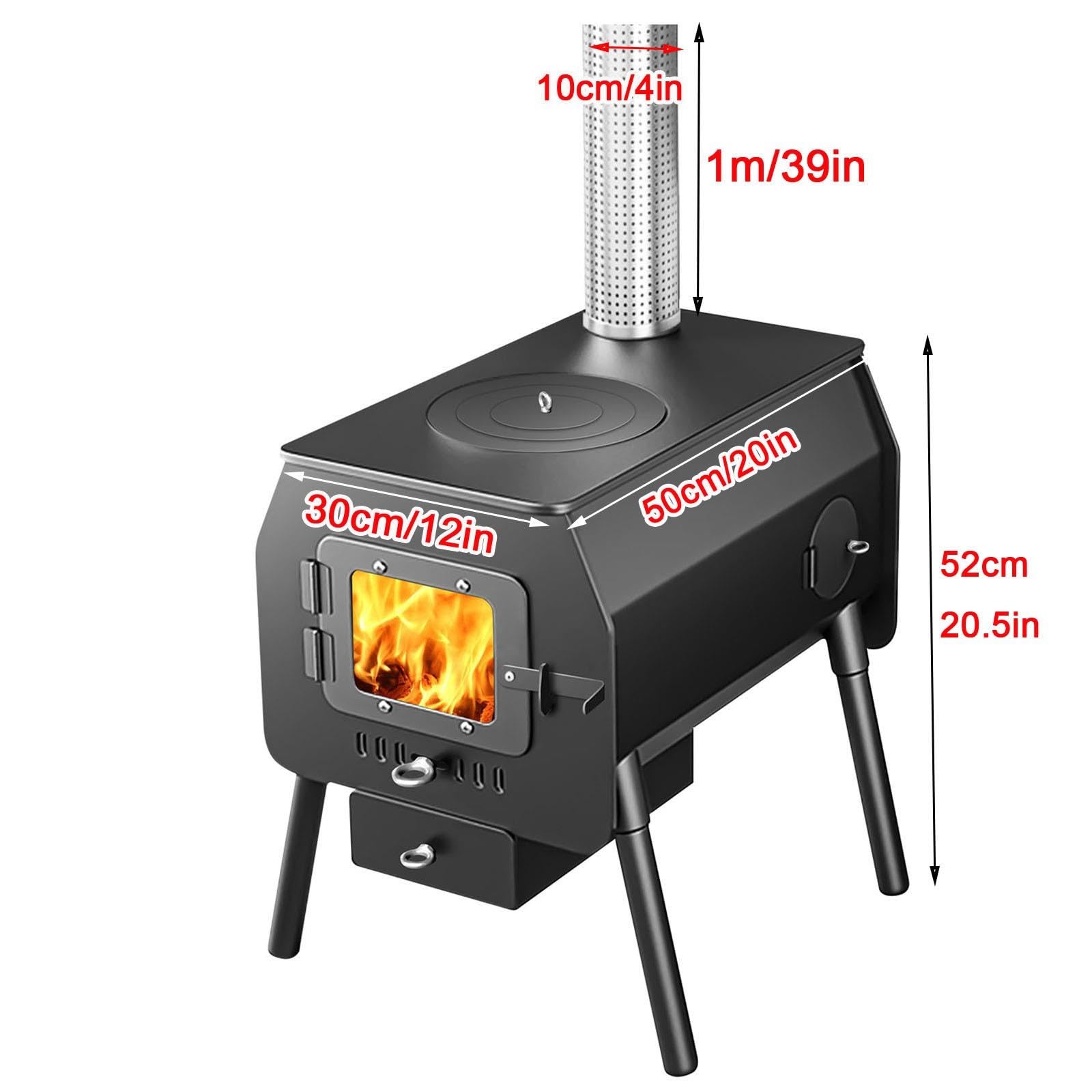 Estufa de Leña con Horno, Ventana para Ver el Fuego, Horno de Leña