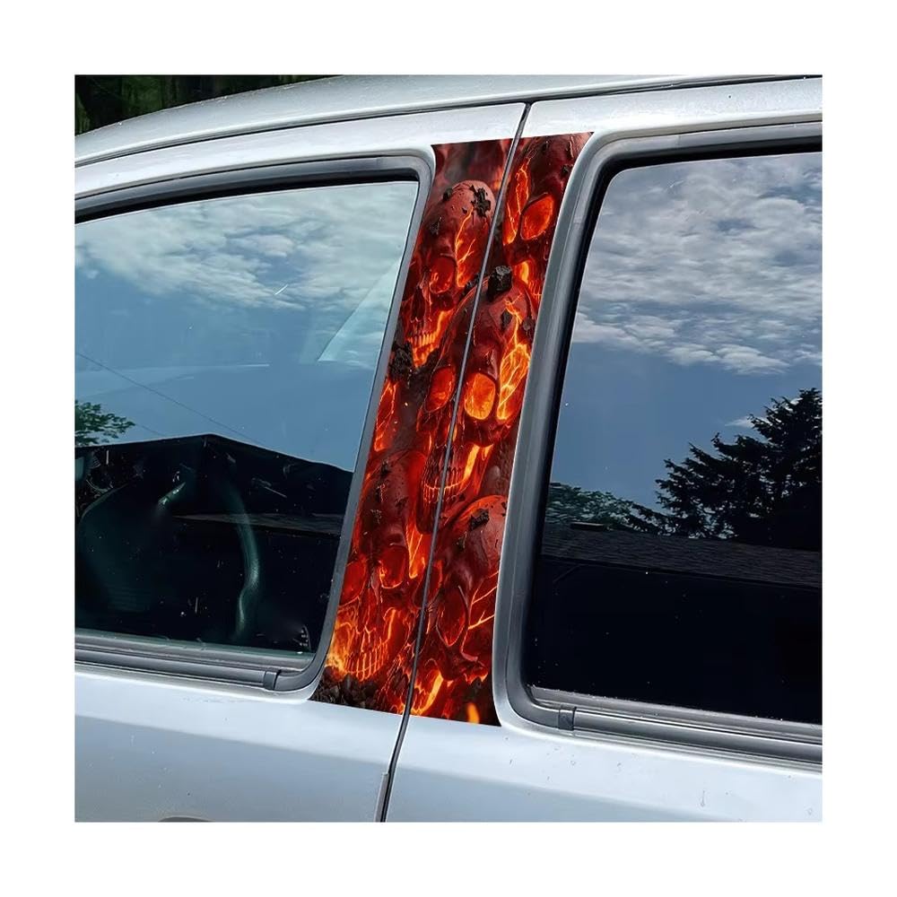 Bertdcx One Color Lava Skull Glossy Protective Polyethylene Film Door Pillar Window Trim Anti Scratch Sticker Auto Parts