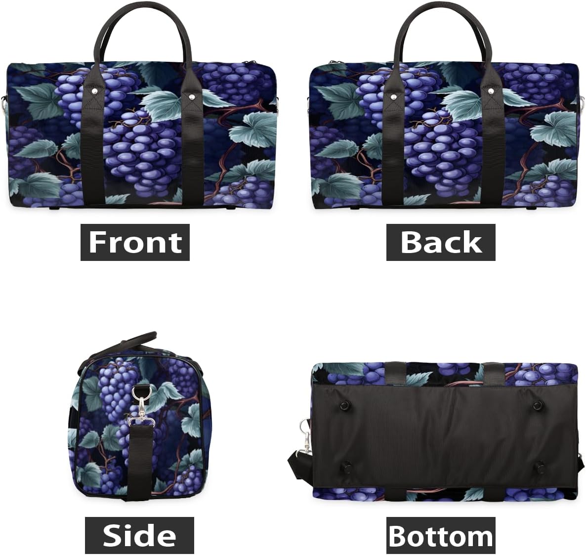 Beautiful Watercolour Grapes Travel Duffel Bag for Women Men Large Capacity Overnight Weekender Bags for Lightweight Waterproof Sport Gym Bag for Workout Yoga Swim