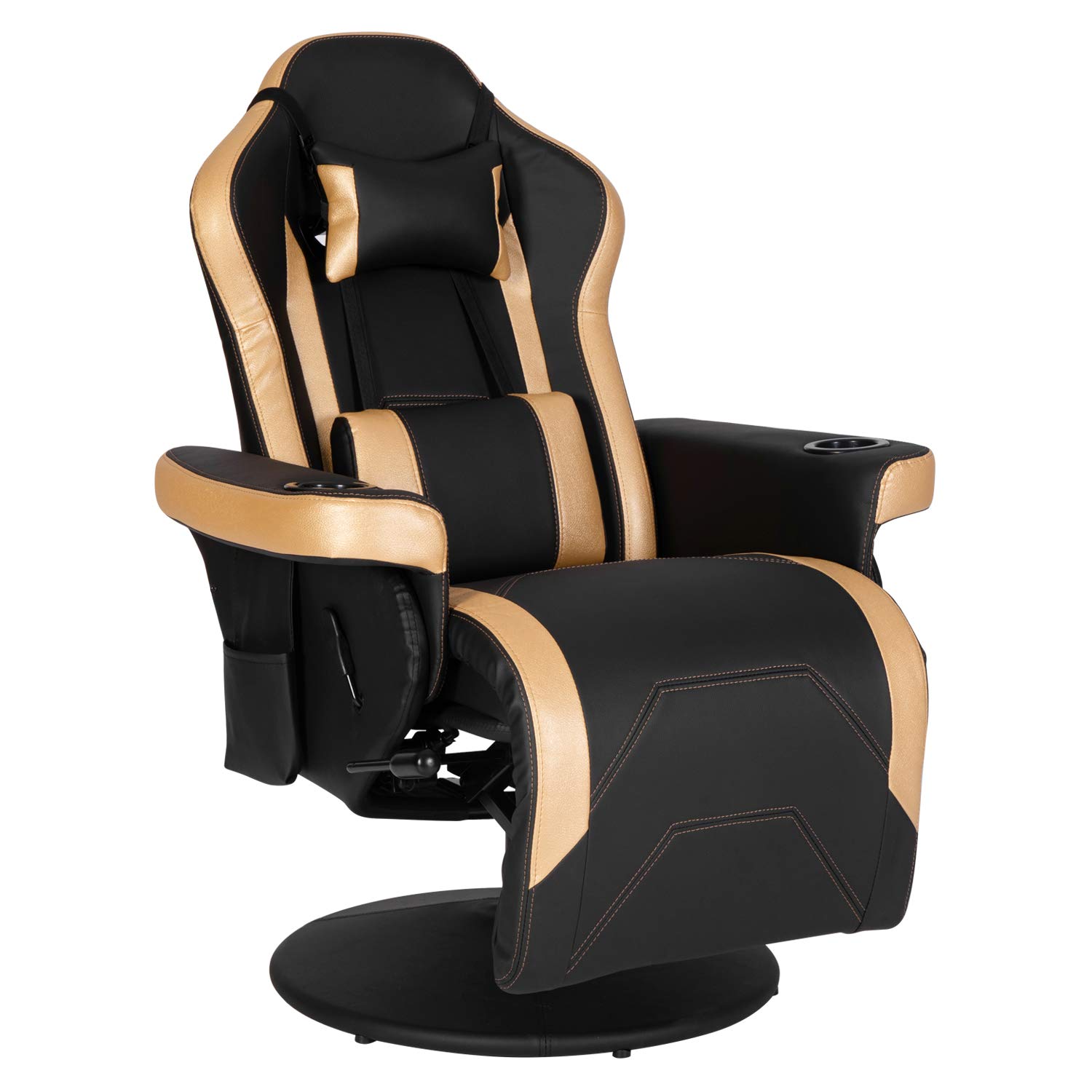 Goplus Massage Gaming Chair, Racing Style Gaming Recliner w/Adjustable Backrest and Footrest
