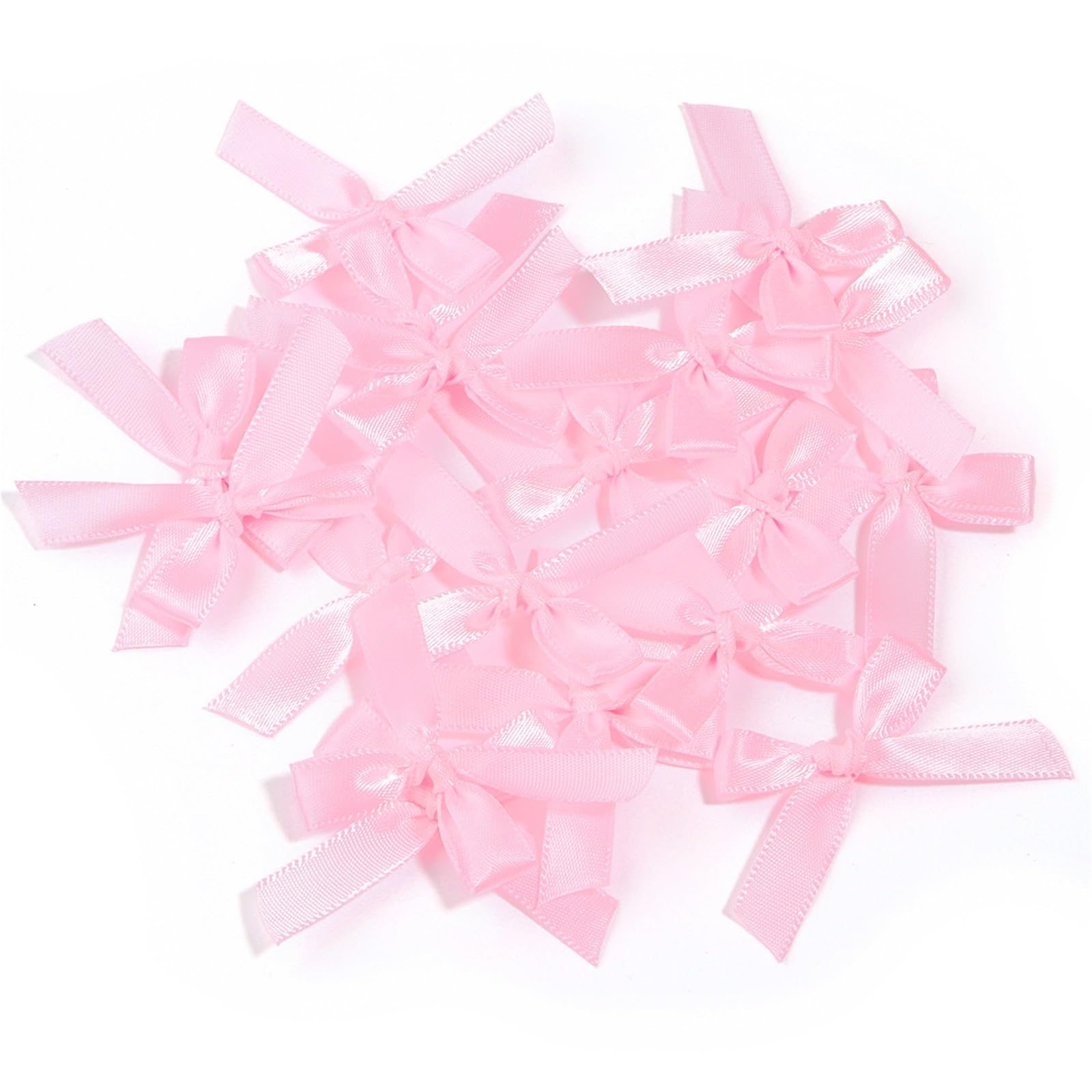 UJEDFHV Mini Bow 50Pcs Satin Ribbon Bows Decoration Small Bowknot Wedding Bowknots For Craft DIY Supplies for DIY Crafts(Pink)