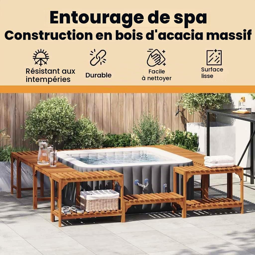 vidaXL Entourage de Bain à remous Bois d'Acacia Massif Marron