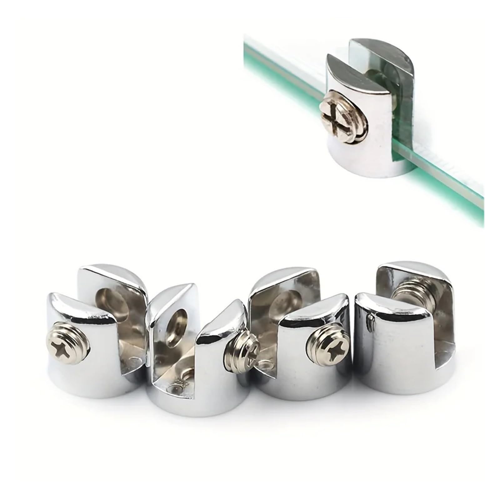 6-8m 10pcs Glass Clamp Glass Plated Bracket Zinc Clip Holder Satnds Support Bracket Clamps For Cabinet Shelf Support Plates