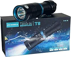 Lanterna Tática de Mergulho Led Cree T6 Recarregável à Prova Dágua Alcance de 200 Metros Profissional Super Potente