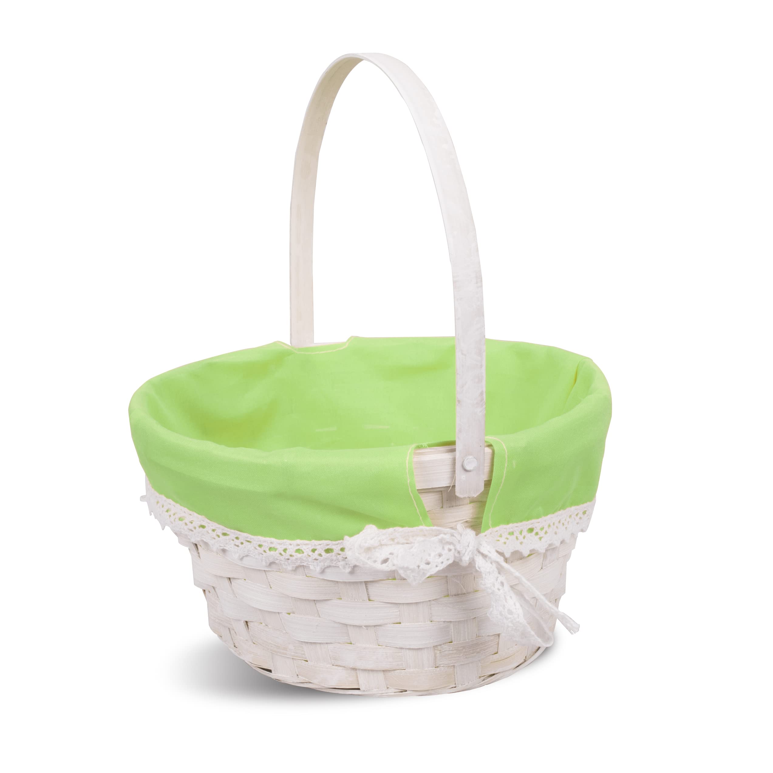 2 Pcs Easter Egg Hunt Gift Basket for Kids, Pink Wicker, Flower Crafts (Green)