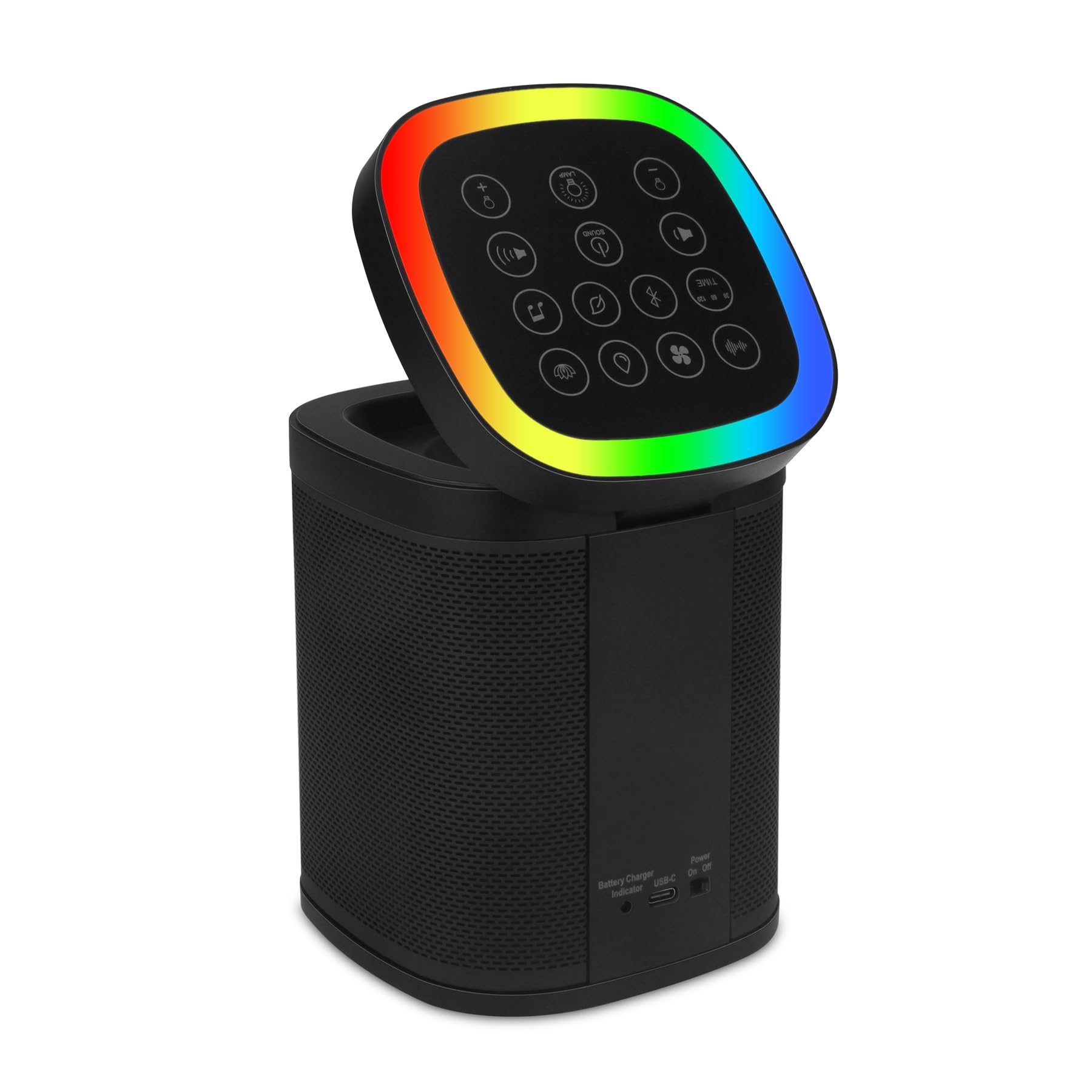 HONWELL White Noise Sound Machine and Bluetooth Speaker,70 Non-looping Sounds, Rechargeable Sleep Sound Machine, Night Light for Party Camping, Sleep Aid for Baby Adults Privacy Nursery,Black