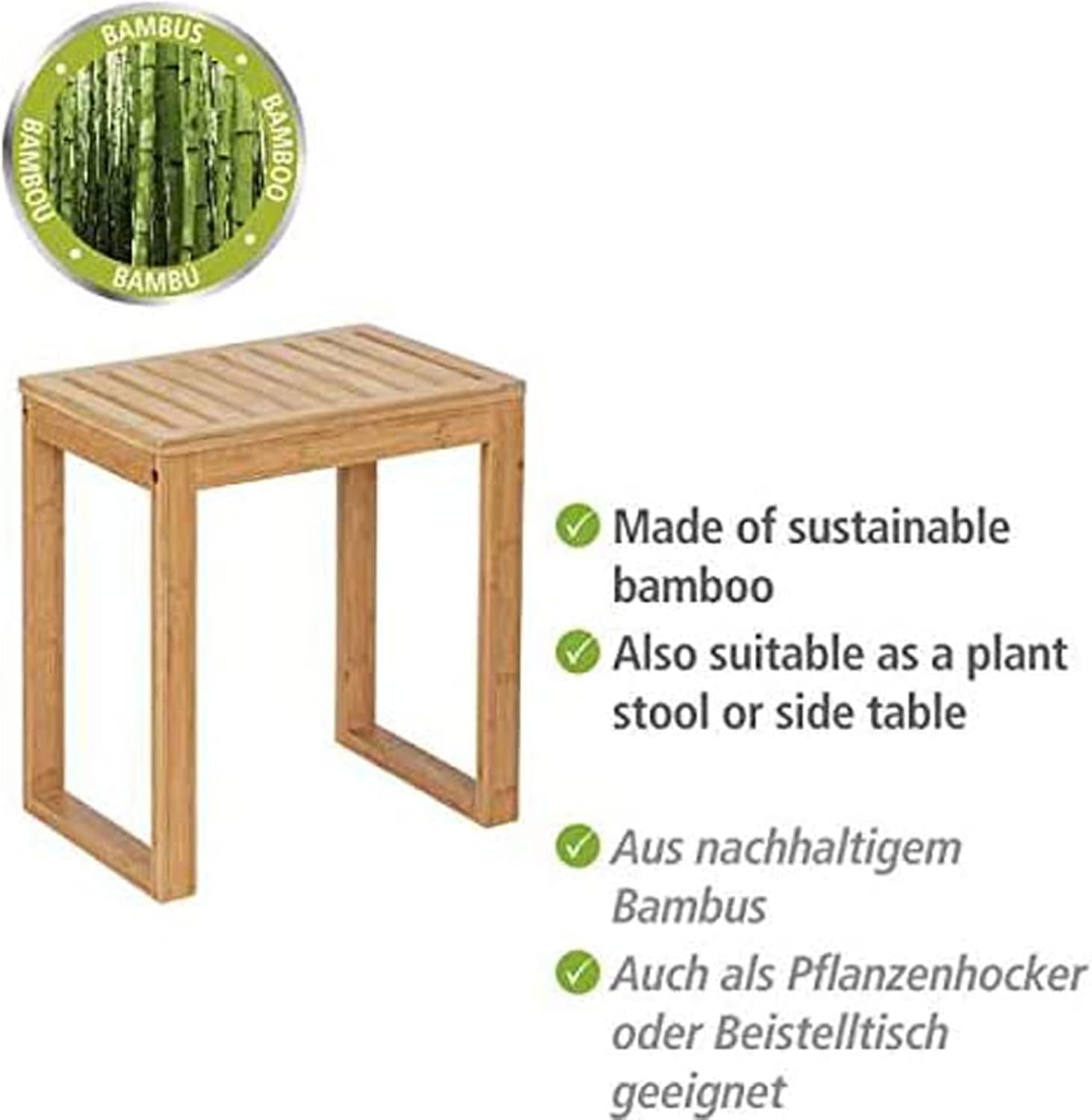 WENKO Bamboo Stool used as a plant stand