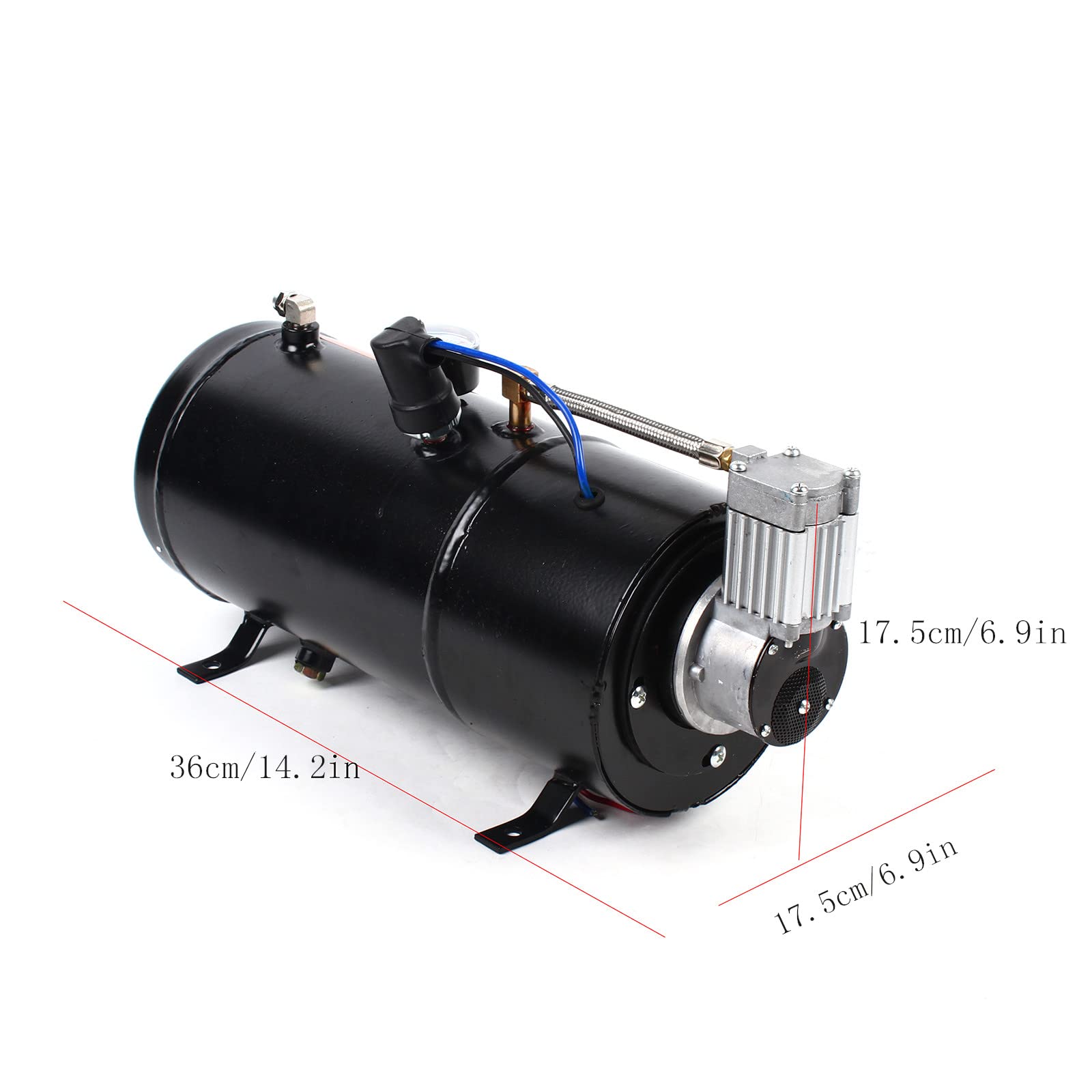 150 Psi Air Compressor 3L + Four Tube Horn/Trumpet Train Horn For Car Air Horn for Truck Tractors Vans Motorcycles Boat (US Stock)