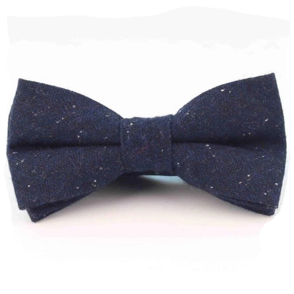Db Dickie Bow Men's Blue Flecked Luxury Wool Pre-Tied Bow Tie - Groomsman, Gift, Wedding, Formal Wear, Smart (Blue Flecked)