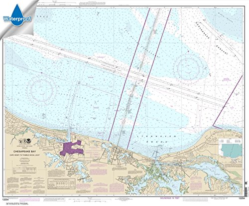 NOAA Chart 12254: Chesapeake Bay Cape Henry to Thimble Shoal Light 35.5 x 43 (Waterproof)