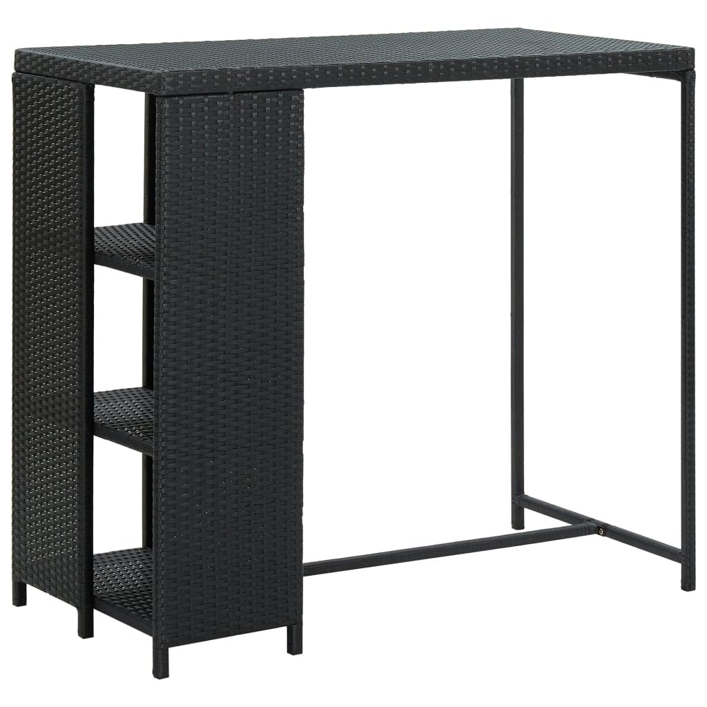 vidaXL Juego de Bar de jardín de 5 Piezas con Cojines ratán PE Negro, Mesa Alta y taburetes de Exterior, Juego de Bar, Juego de Muebles