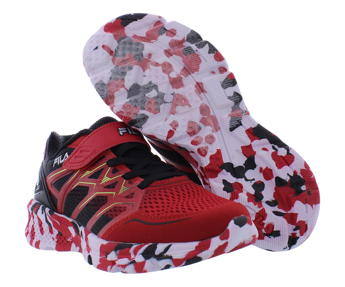 Fila Wanderun Strap Mashup Boys Shoes Size 2, Color: Red/Black