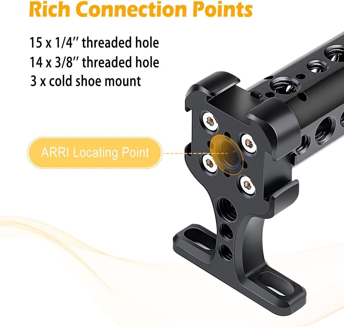 Zeadio Camera Top Handle Grip, Universal Adjustable Camera Handle with Mounting Points and Cold Shoe Mount for All Camera Cage, LED Lights, Microphones, etc