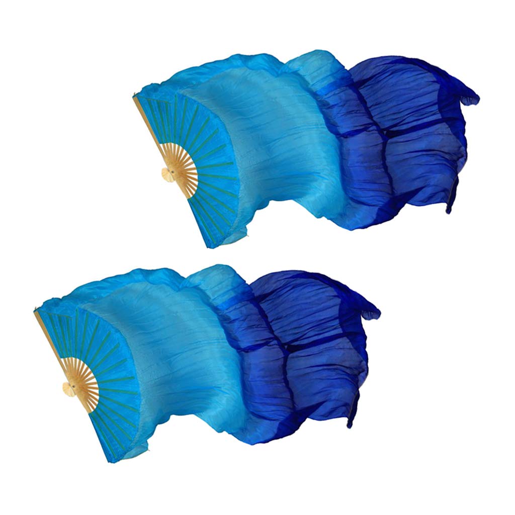 Hellery Unisex Blue Dance Fan Belly Dance Dance Fan Veil Fan Veil Veil Fan 180Cm