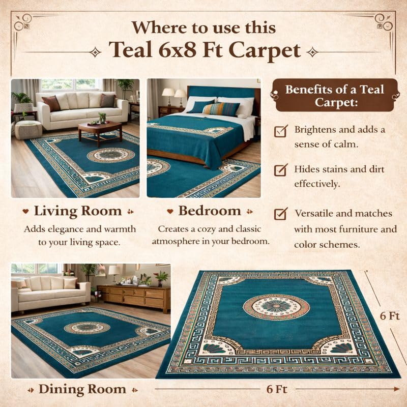 Image of GULDASTA Blue Carpet 6x8 Feet for Living Room
