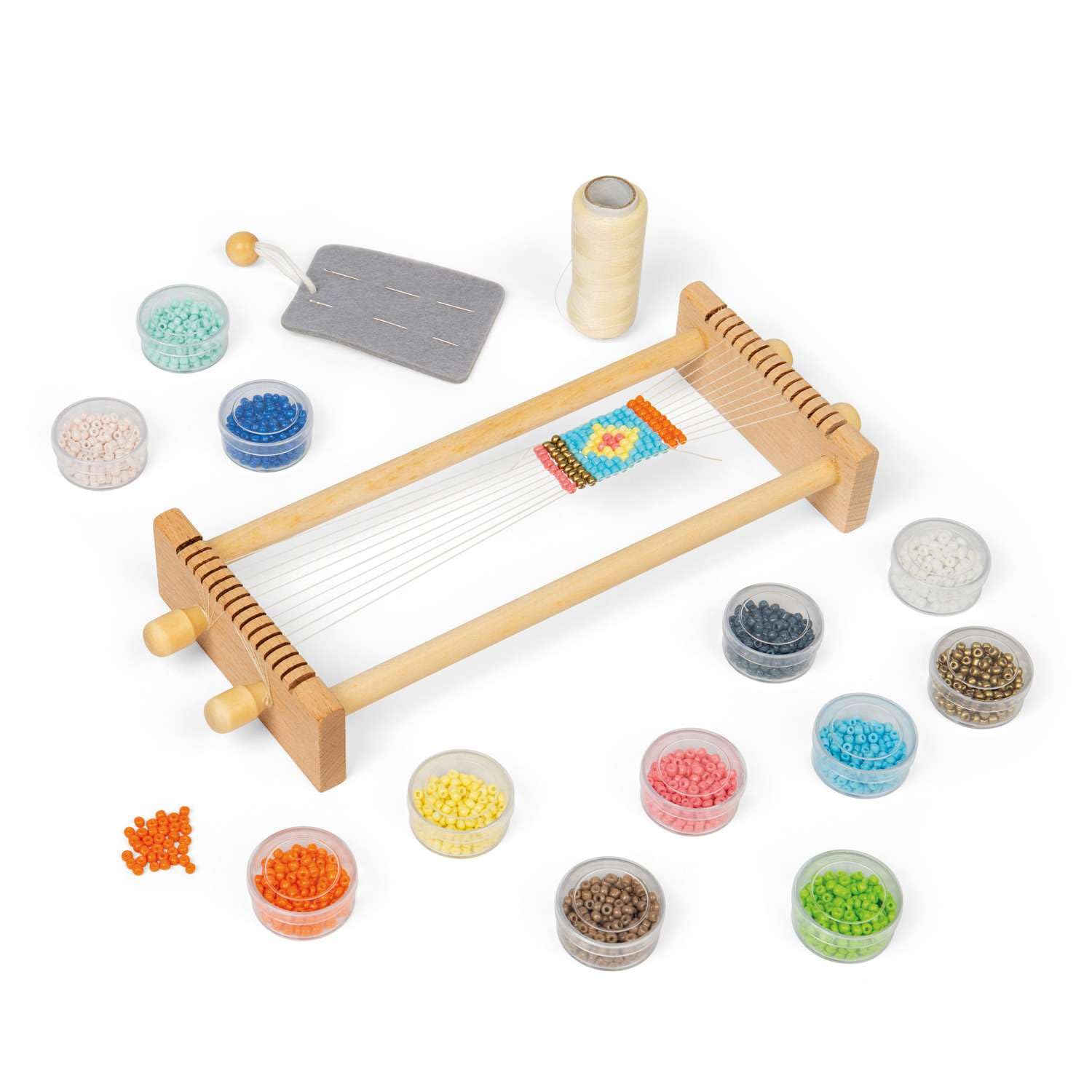 Bigjigs Toys Bead Weaving Loom, Kids Jewellery Making Starter Craft Kit