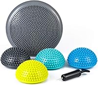 StrongTek Hedgehog Balance Pods Set of 5 with Pump & Large Pad - Inflatable Core Stability Trainer for Balance, PT & Kids Sensory Seats