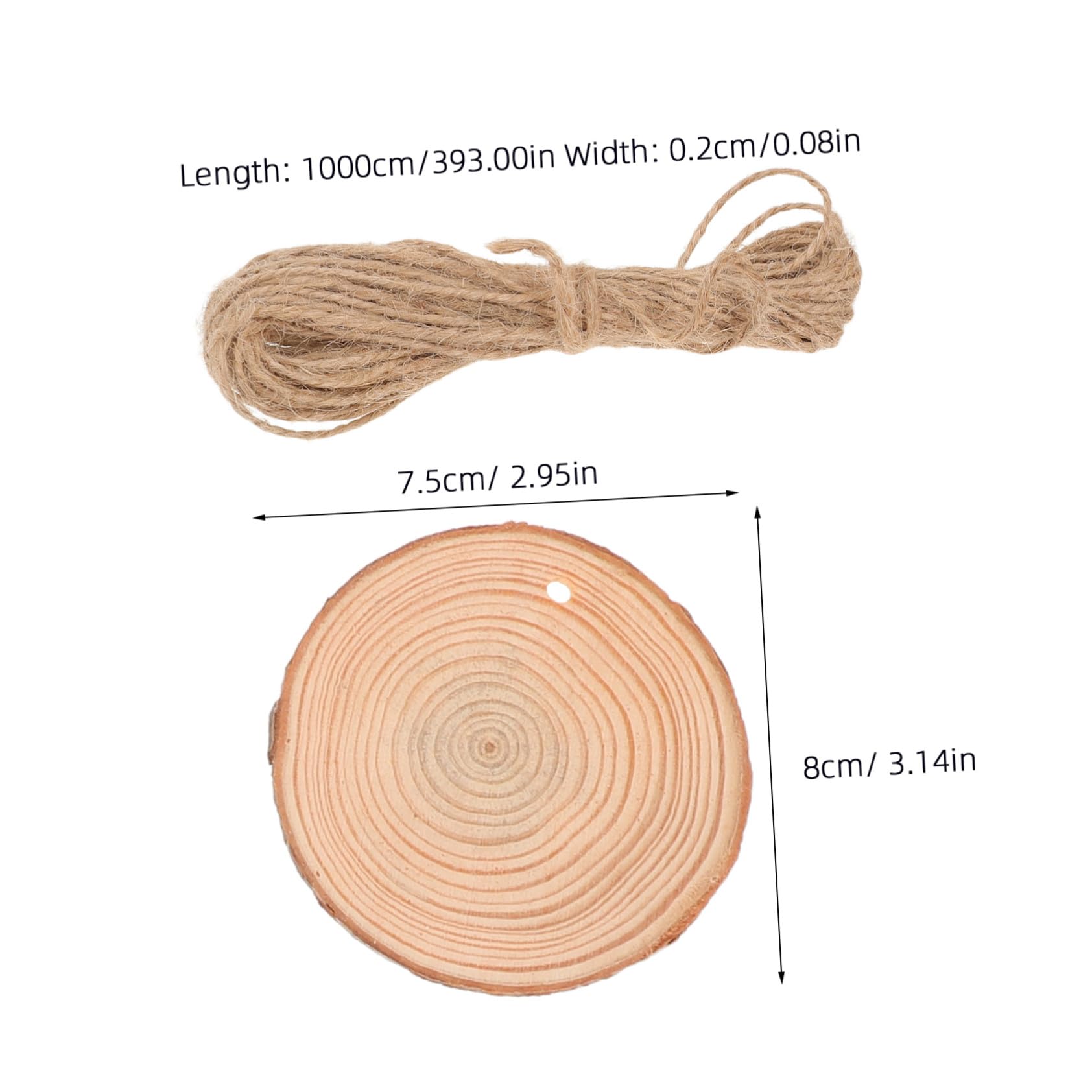 Hohopeti 30 Stk. Teiliges Unbehandelte Runde Holzscheiben aus Robustem Kiefernholz mit Jute Baumwollfaden Vielseitig für DIY Bastelprojekte Weihnachtsdekoration Hochzeits Wohnaccessoires