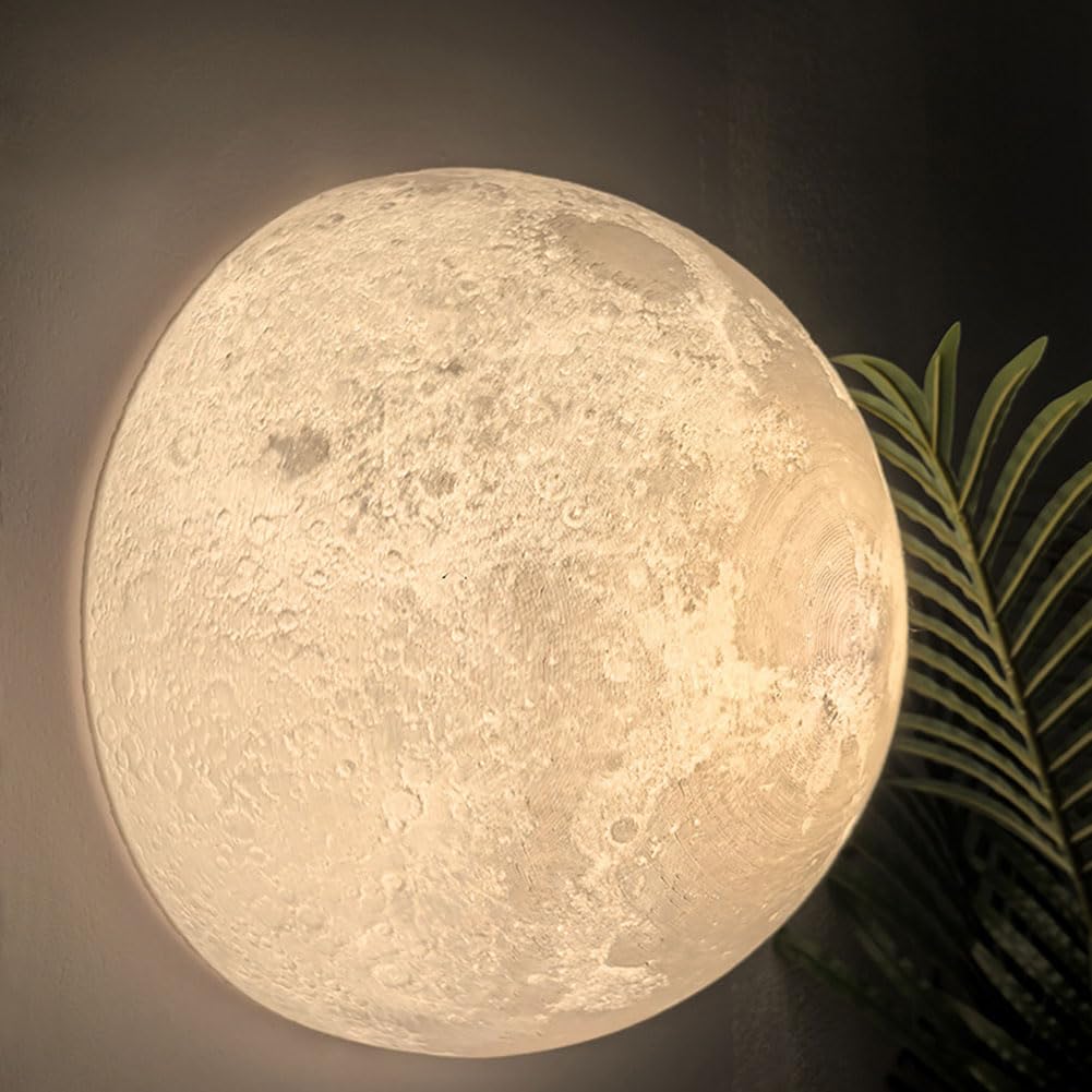 LED Luna Lámpara de Pared Aplique de Interior Luna Redonda Acrílico Globo Luz de Techo 3D Impreso Luna Lámpara de Techo Deco Planeta Luz de Pared para Dormitorio Restaurante 25/30 (cm),30CM