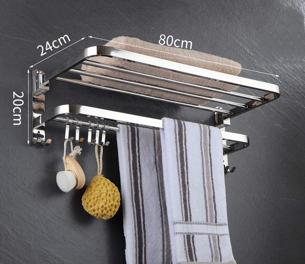 Portasciugamani multistrato con ganci – Mensola da bagno in acciaio inox da parete per bagno, hotel, cucina
