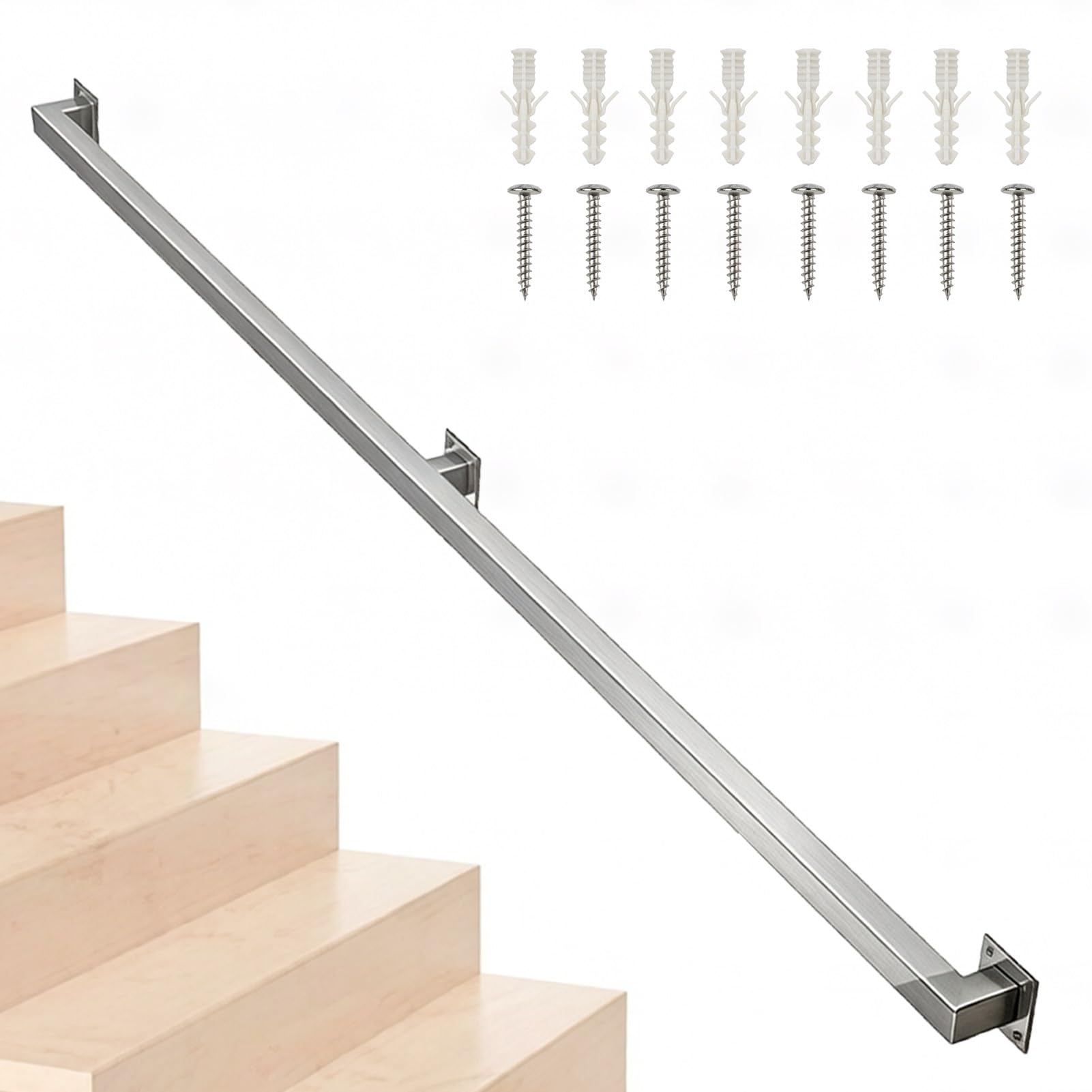 10FT-20FT Modern Hand Railings for Stairs Outdoor Indoor, Durable and Sturdy Staircases Railing Handrails, Stainless Steel, for Loft/Hotel/Decor Remodeling(14ft/420cm)