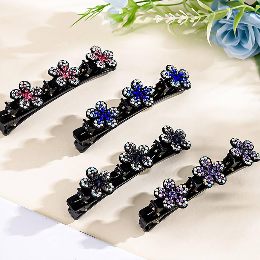 Sparkling Crystal Stone Rhinestone Braided Hair Clips for Women Duckbill Hair Clip Hair Accessories for Styling Sectioning 4Pcs - Image 6