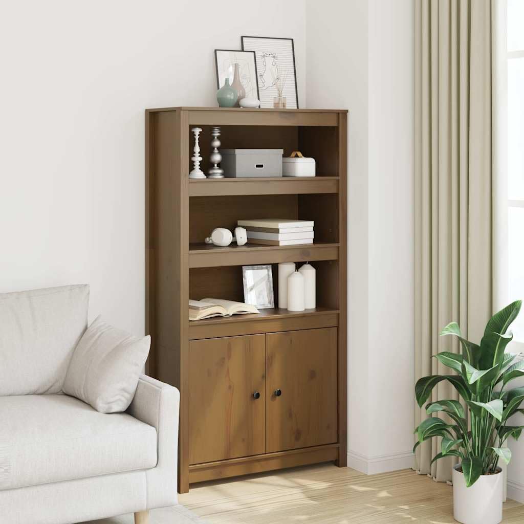 Meuble haut en pin massif marron miel 80 x 35 x 154 cm