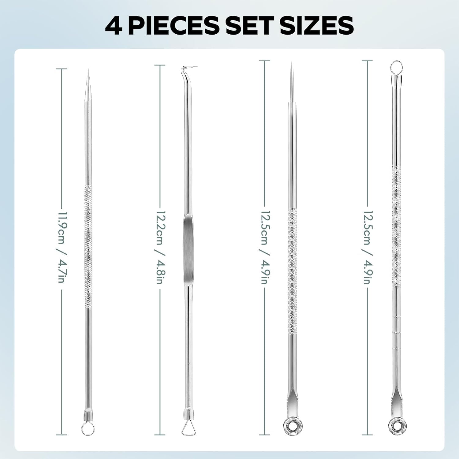 Keli 4 in 1 Blackhead Remover Pimple Popper Tool Box, Pimple Extractor Acne Tools for Face Nose, Stainless Acne Needle Zit Popping Removal Facials Tool 3