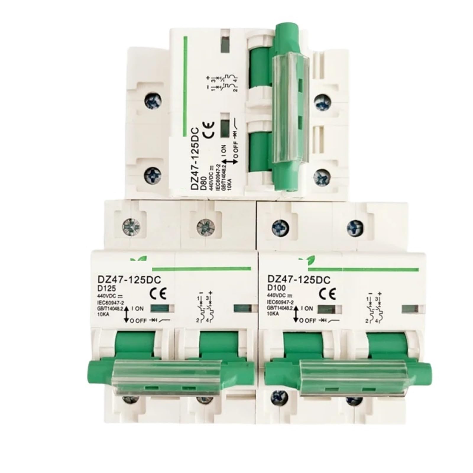 NISZA 1PCS DC MCB Interruttore 2P 80A 100A 125Amp 440V/500V DC MCB Interruttore di Isolamento for Sistema Solare fotovoltaico Magnetico Termico (Color : 125A, Size : 1 Piece 2p)