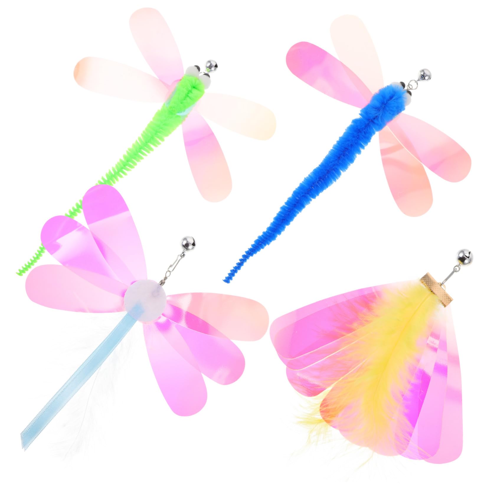 Kisangel 24pièces Recharges De Jouets à Plumes pour Remplacements De Canne Chat avec Libellules Et Et Interactif