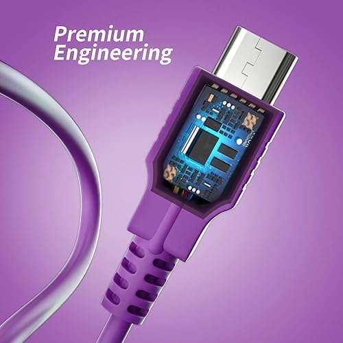 Miniatura 3 de ECHZOVE Cable morado compatible con Nintendo Switch y Switch modelo OLED, accesorios morados para Switch lite