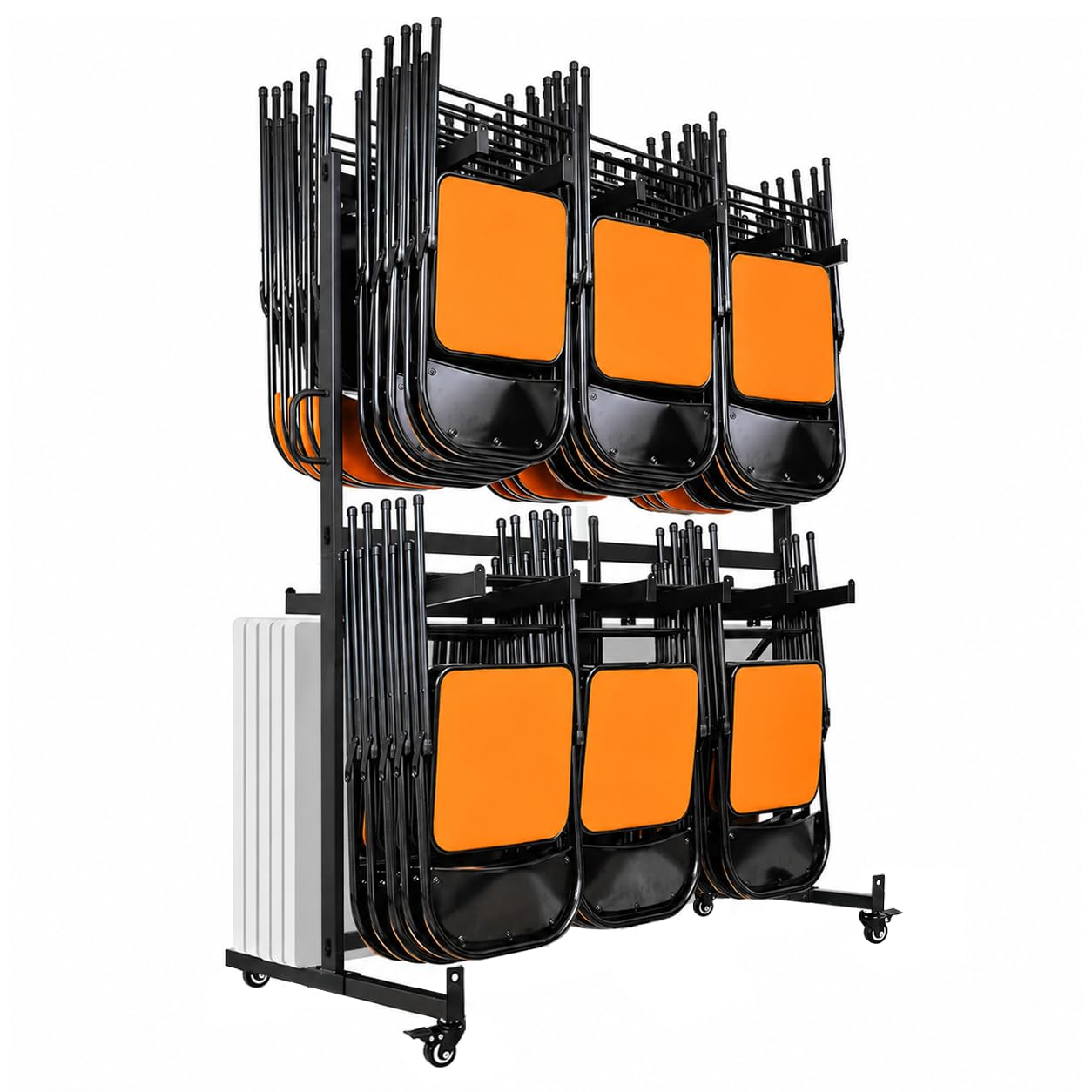 Photo 1 of jolybebe Double Layer Folding Chair Storage Rack with Wheels