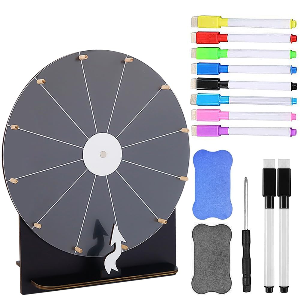 Glücksrad zum Drehen, 29cm Glücksrad zum Selbstgestalten, Roulette-Spinner des Glücks mit 12 Slots, Glücksrad zum Drehen für Hochzeitsspiele, Lotteriespiele, Wortspiele, Karneval Party