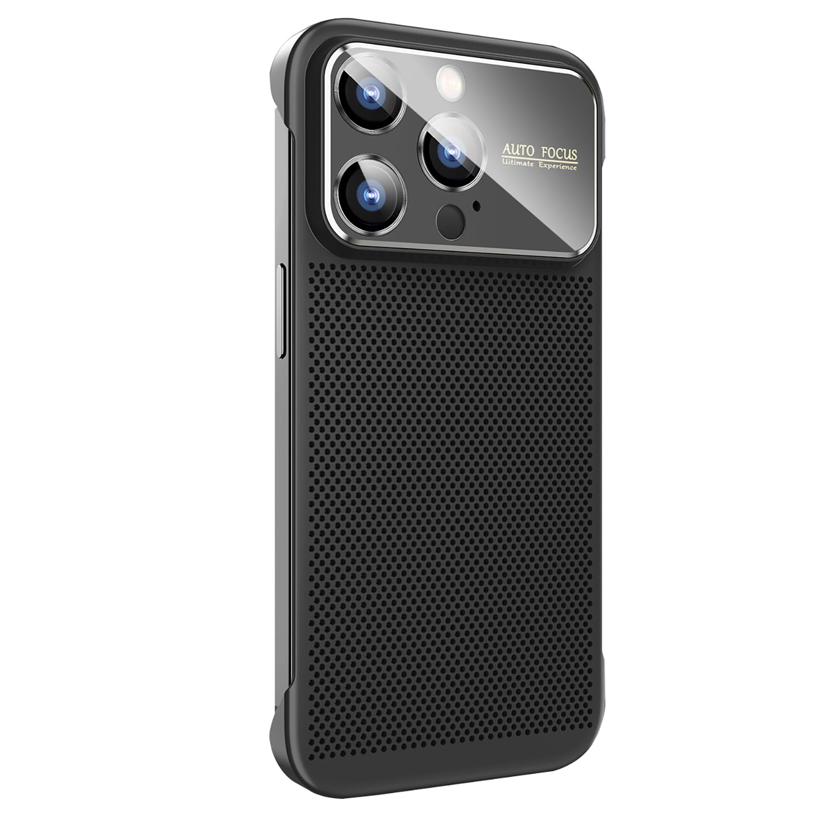 Losin Cooling Case for iPhone 14 Pro with Window Glass Camera Lens Protection Frameless Breathable Hollow Design Borderless Shockproof Cover for Women