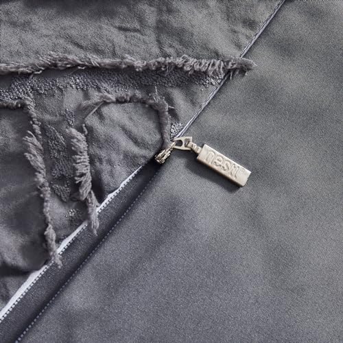 Image of Boho Queen Duvet Cover Set - Textured 3 Piece Tufted Grey Duvet with Zipper Closure, 1 Queen Size 90x90 Inches and 2 Pillow Shams