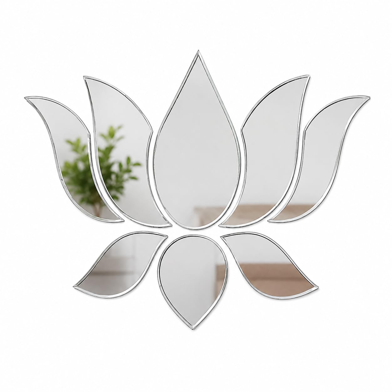 Lotus Shape Mirror Wall for Home Decor | Reflective Wall Decoration | Modern Decorative Mirror Art for Living Room, Bedroom, Pooja Room & Office | Mirror | Pack of 1-image-16