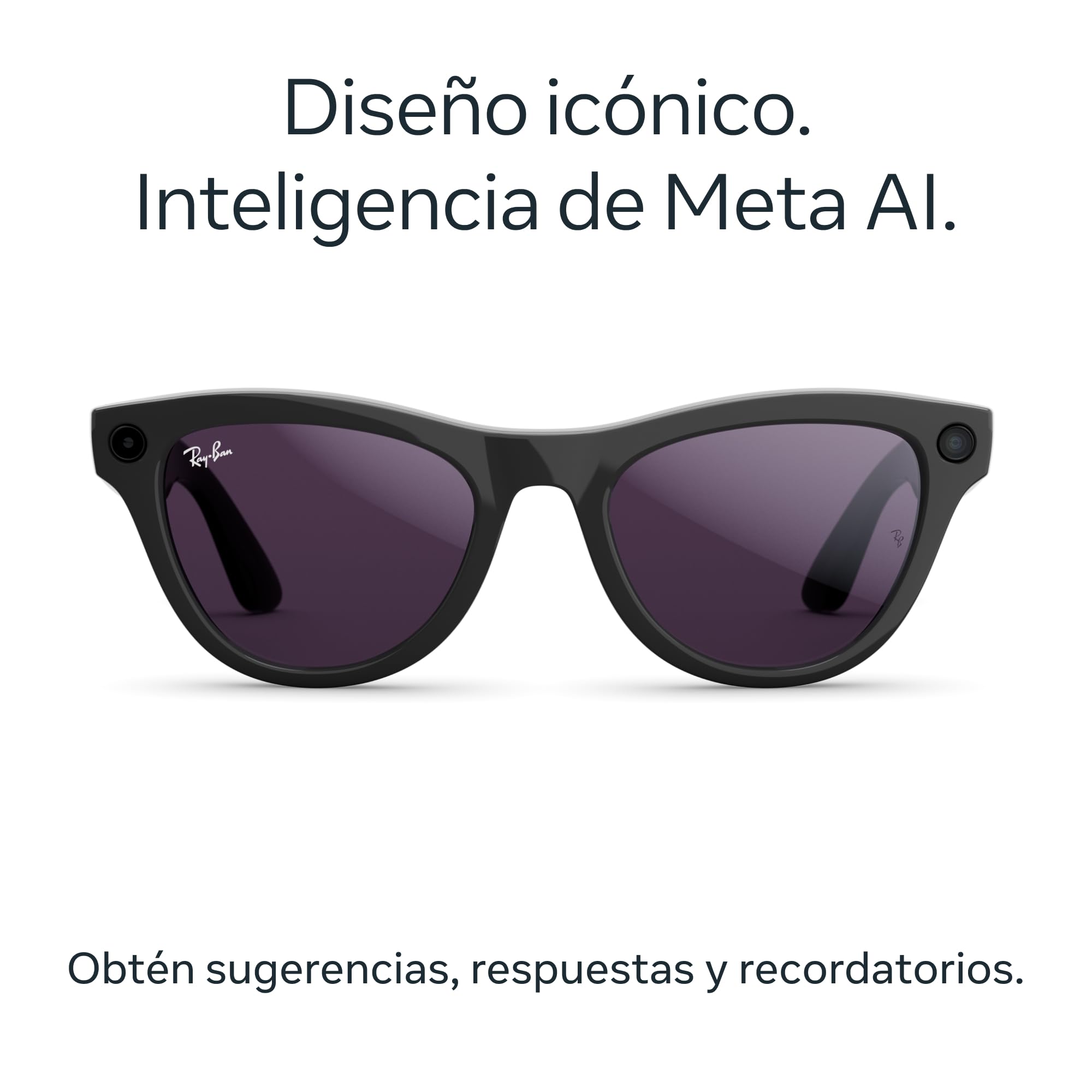 Ray-Ban Meta (Gen 2) Skyler Gafas IA para Hombre, Mujer — Cámara Ultra-Wide 12 MP, Video 3K Ultra HD, Meta AI — 2X Duración de Batería — Montura Negra Brillante, Lente Transitions® Amethyst