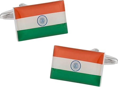 Gemelos de la bandera de la India con caja de presentación