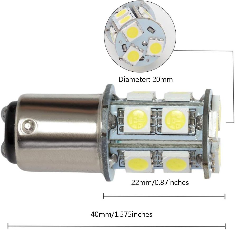 GRV Ba15d 1142 1076 13-5050SMD Cool White LED Bulb AC/DC12V-24V RV Light Bulbs Interior,Replacement for 12Volt Turn Single Light Bulb,Travel Trailer,Boat Lights,Camper Light Bulbs (Pack of 6)